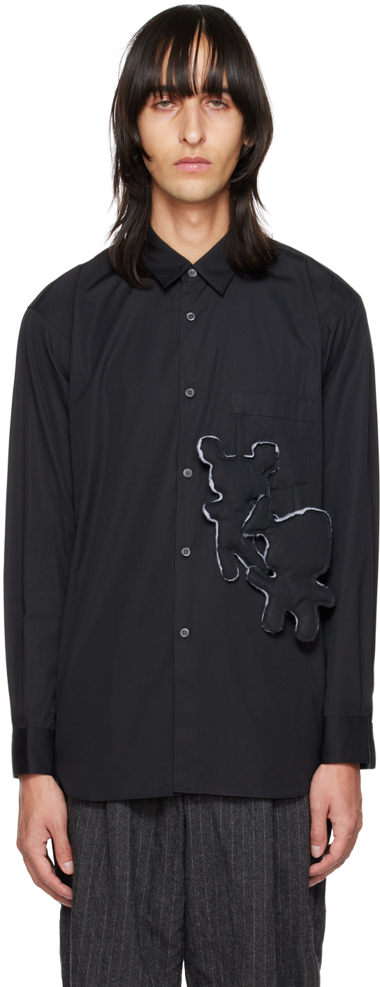 Black Graphic Appliqué Shirt by Comme des Garçons Shirt on Sale