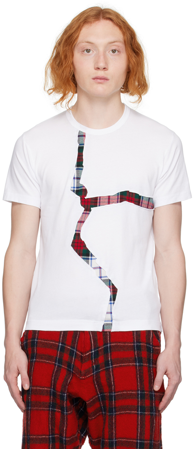 COMME DES GARÇONS SHIRT WHITE TARTAN T-SHIRT