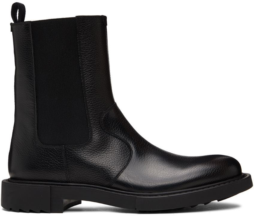 Black Leather Chelsea Boots by Ferragamo on Sale