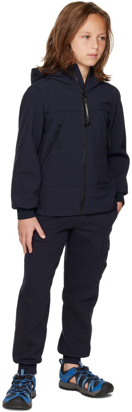 C.p. Company Kids Navy Shell-r Goggle Jacket In 888 Total Eclipse