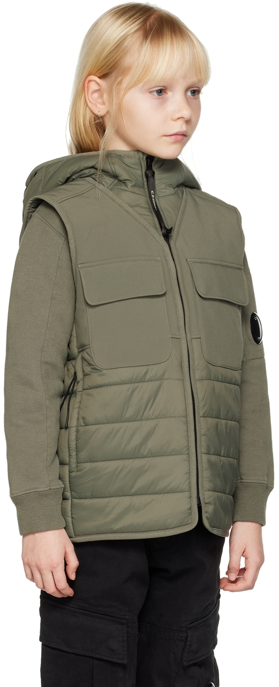 C.p. Company Kids Khaki U16 Shell-r Vest In 669 Thyme