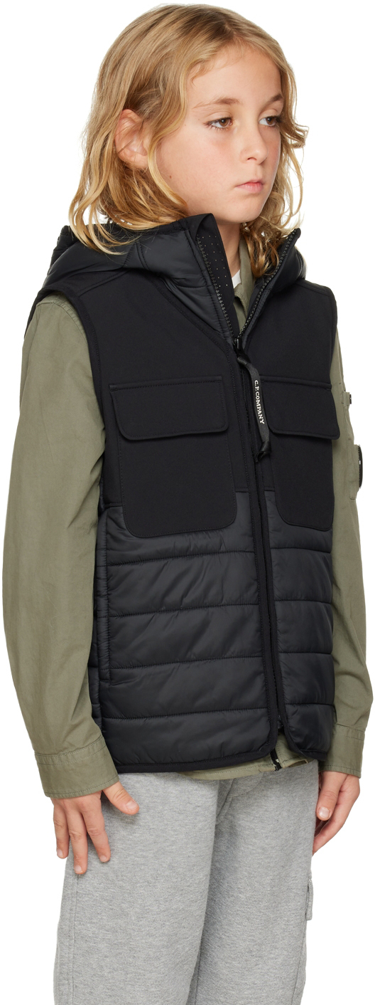 C.p. Company Kids Black Shell-r Mixed Vest In 999 Black