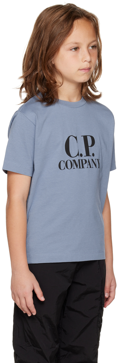 C.p. Company Kids Blue Logo T-shirt In 843 Infinity