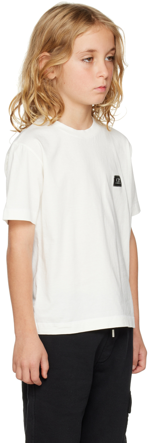 C.p. Company Kids White Print T-shirt In 103 Gauze White