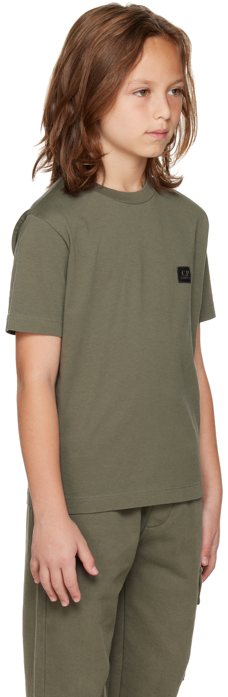C.p. Company Kids Green Crewneck T-shirt In 669 Thyme