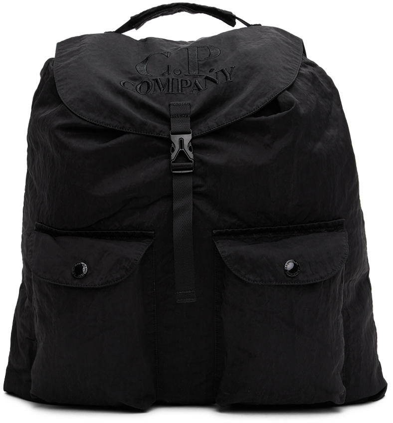 C.p. Company Kids Black Nylon Backpack In Black 999
