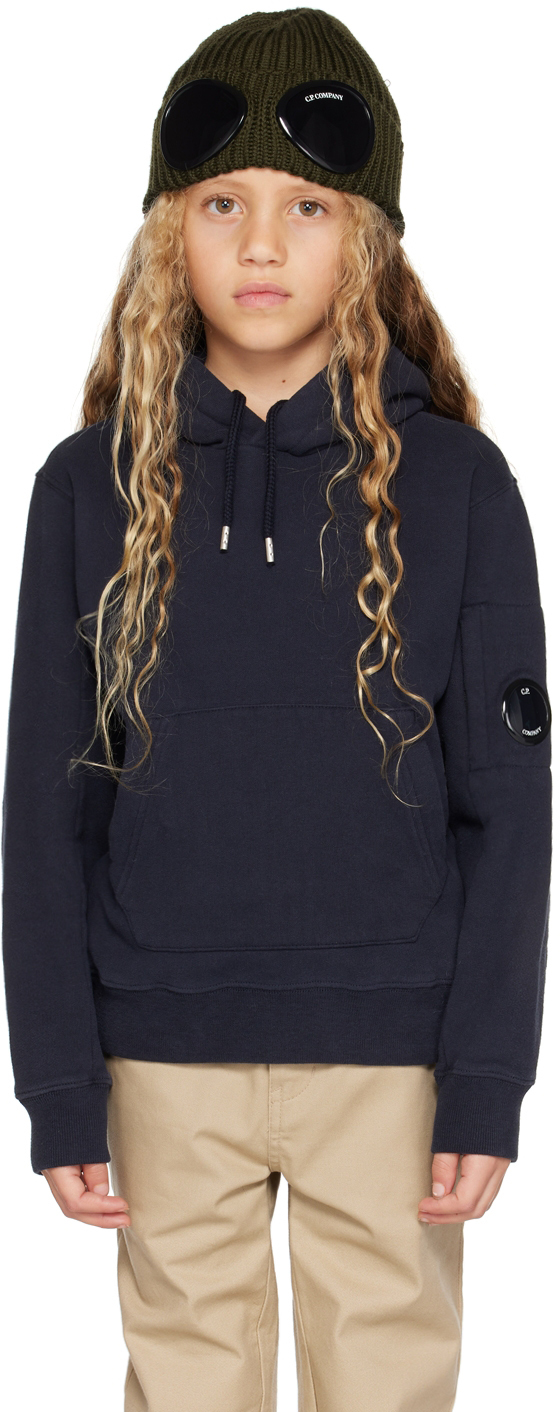 C.p. Company Kids Navy Basic Hoodie In 888 Total Eclipse