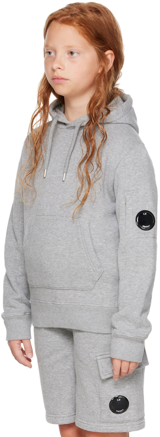 C.p. Company Kids Gray Basic Hoodie In M93 Grey Melange