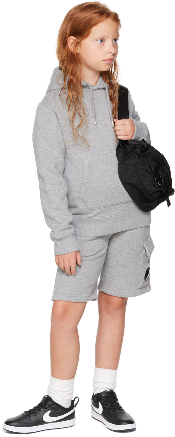 C.p. Company Kids Gray Basic Hoodie In M93 Grey Melange