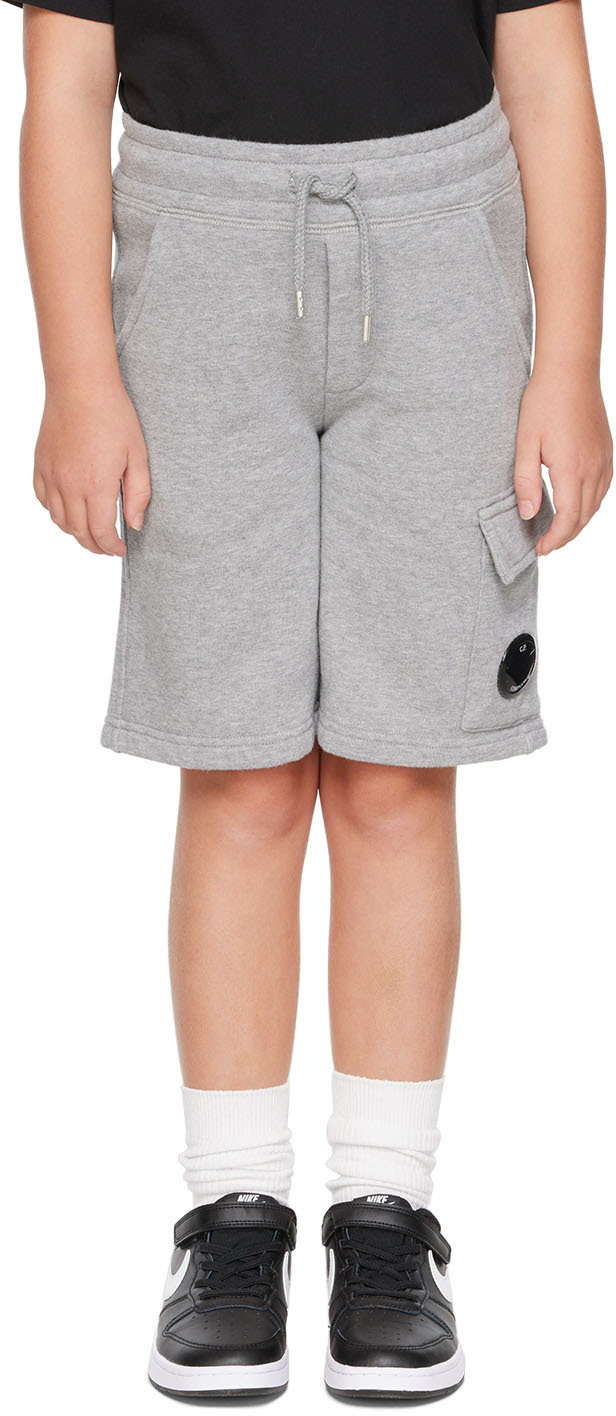 C.p. Company Kids Grey Basic Lounge Shorts In M93 Grey Melange