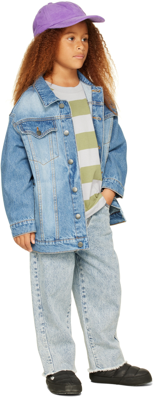 Main Story Kids Blue Faded Denim Jacket In Wash Blue ModeSens
