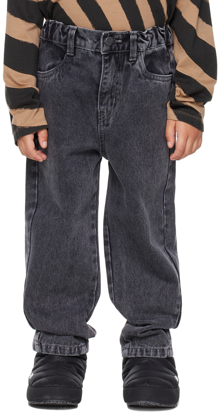 Main Story Kids Black Tapered Jeans In Fade Out Black