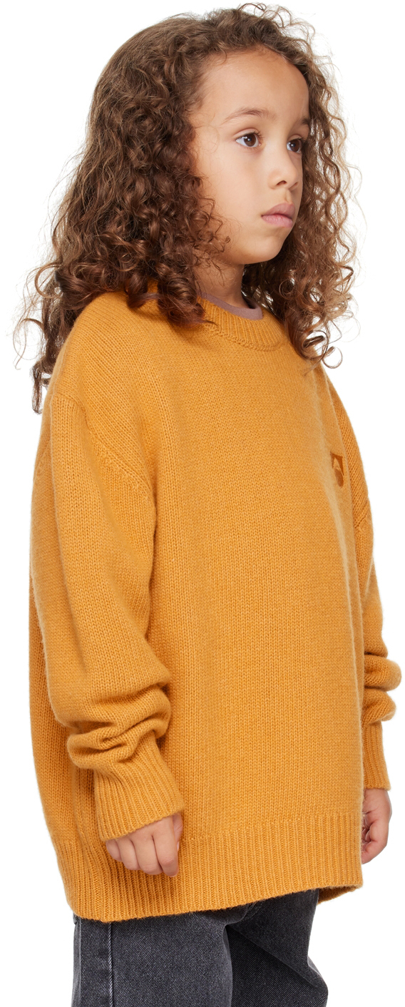 Main Story Kids Orange Embroidered Sweater In Clementine