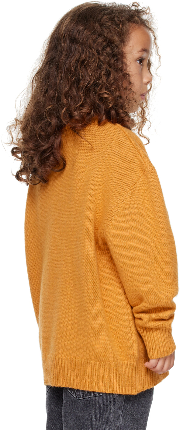 Main Story Kids Orange Embroidered Sweater In Clementine