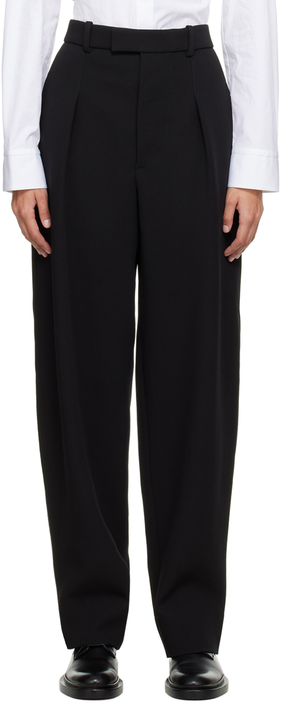 Wardrobe.nyc Pleated Virgin Wool Loose Fit Tailored Pants In Black