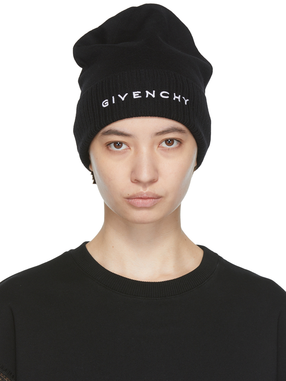 Givenchy: Black Logo Beanie | SSENSE Canada