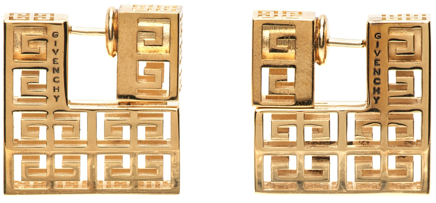 Givenchy Gold Square Monogram Earrings