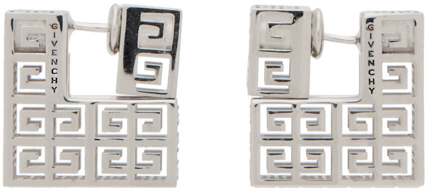 Silver G Square Earrings