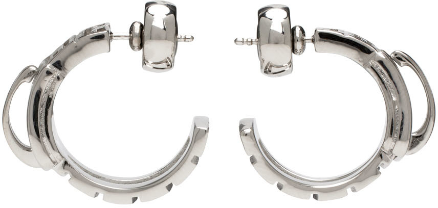 Givenchy Silver G Zip Hoop Earrings