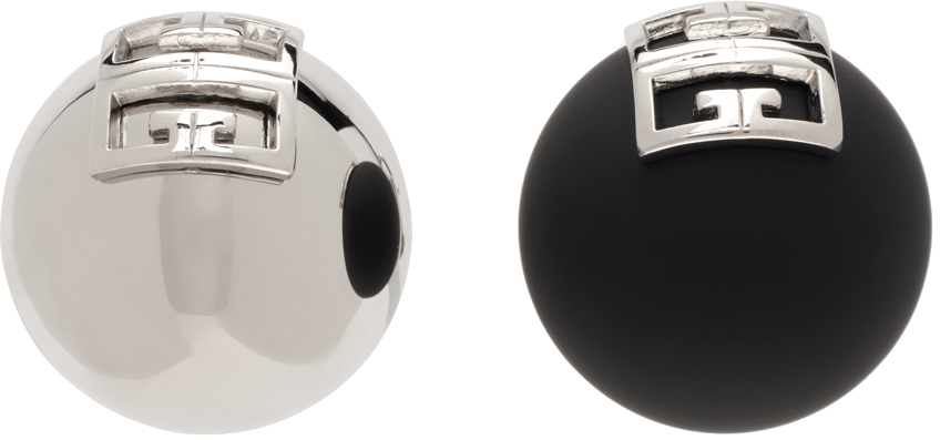 Givenchy Silver & Black 4g Earrings In 008 Black/silvery