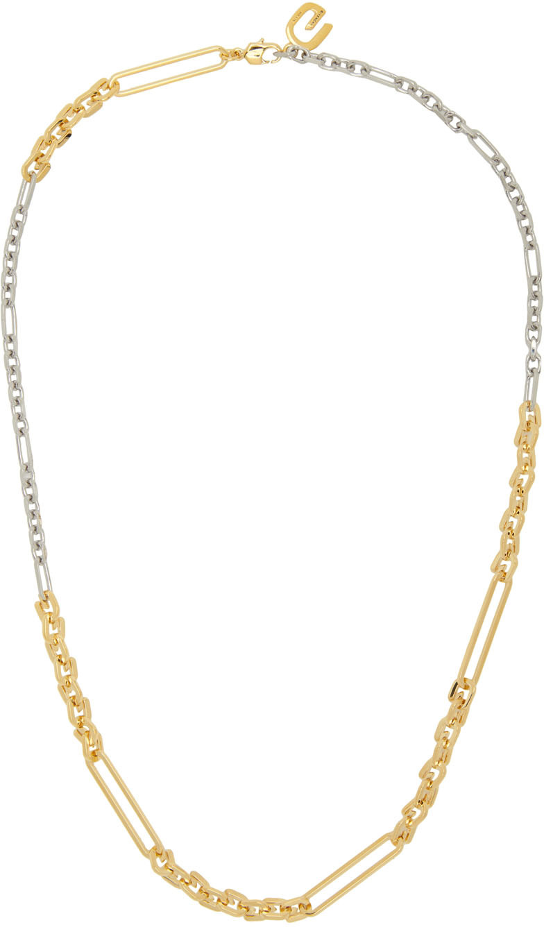 GIVENCHY SILVER & GOLD 'G' LINK MIXED NECKLACE