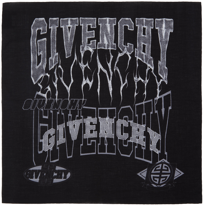 Givenchy: Black Printed Bandana Scarf | SSENSE