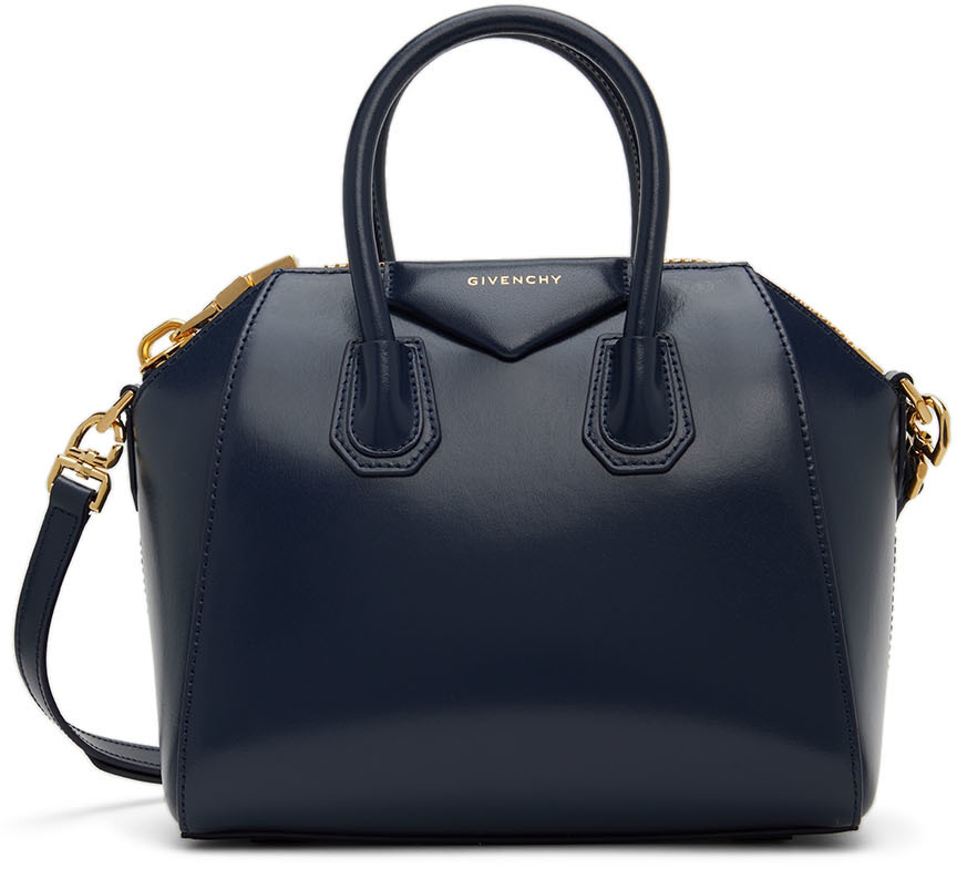 Givenchy Navy Mini Antigona Top Handle Bag