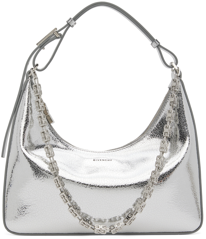 Givenchy Silver Small Moon Cut Out Shoulder Bag