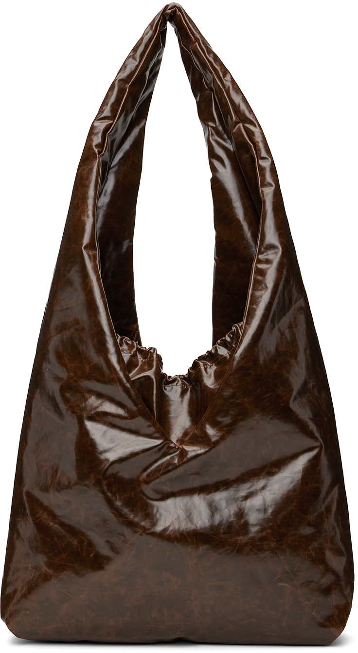 Kassl Editions Anchor Medium Skai Cotton Crossbody Bag In Dark Brown