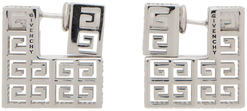 Silver G Square Earrings by Givenchy on Sale