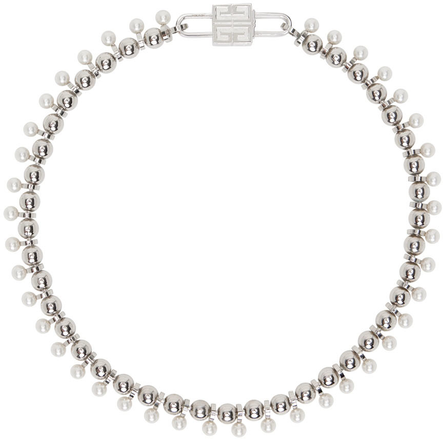Givenchy Silver 4G Pearl Necklace