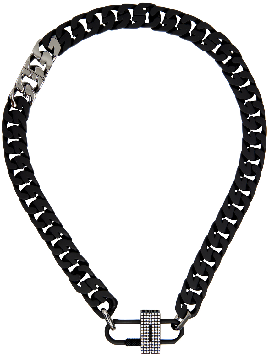 GIVENCHY BLACK CRYSTAL G CHAIN LOCK NECKLACE