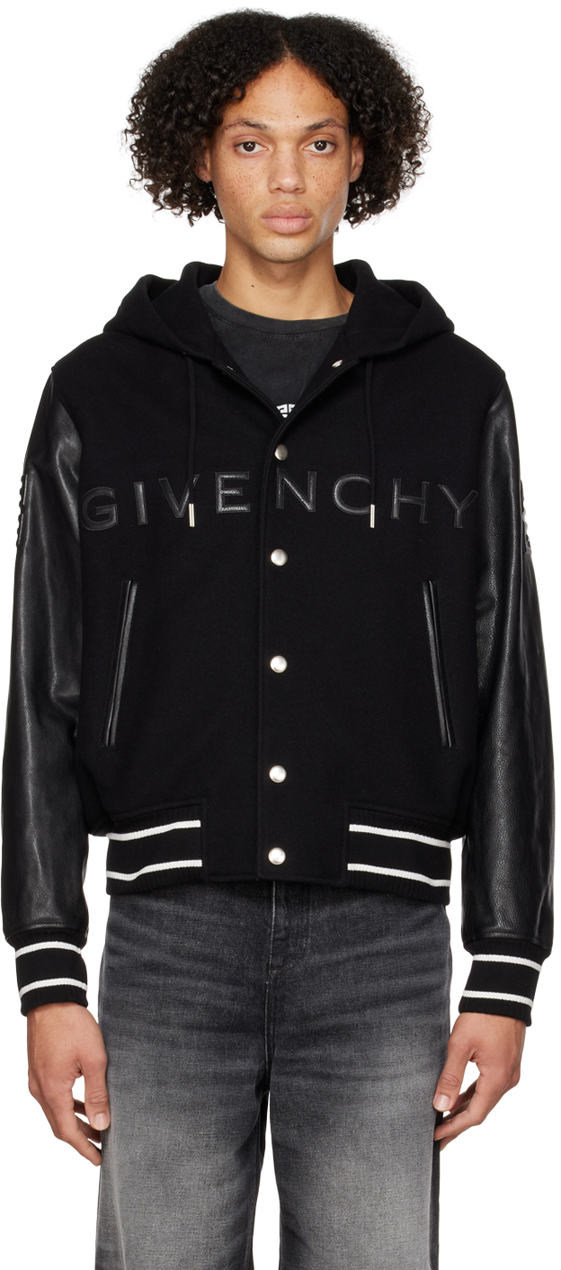 Shop Givenchy Black Hooded Bomber In 001-black