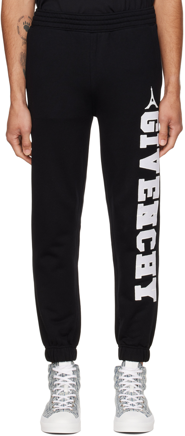 Shop Givenchy Black Embroidered Lounge Pants In 001-black