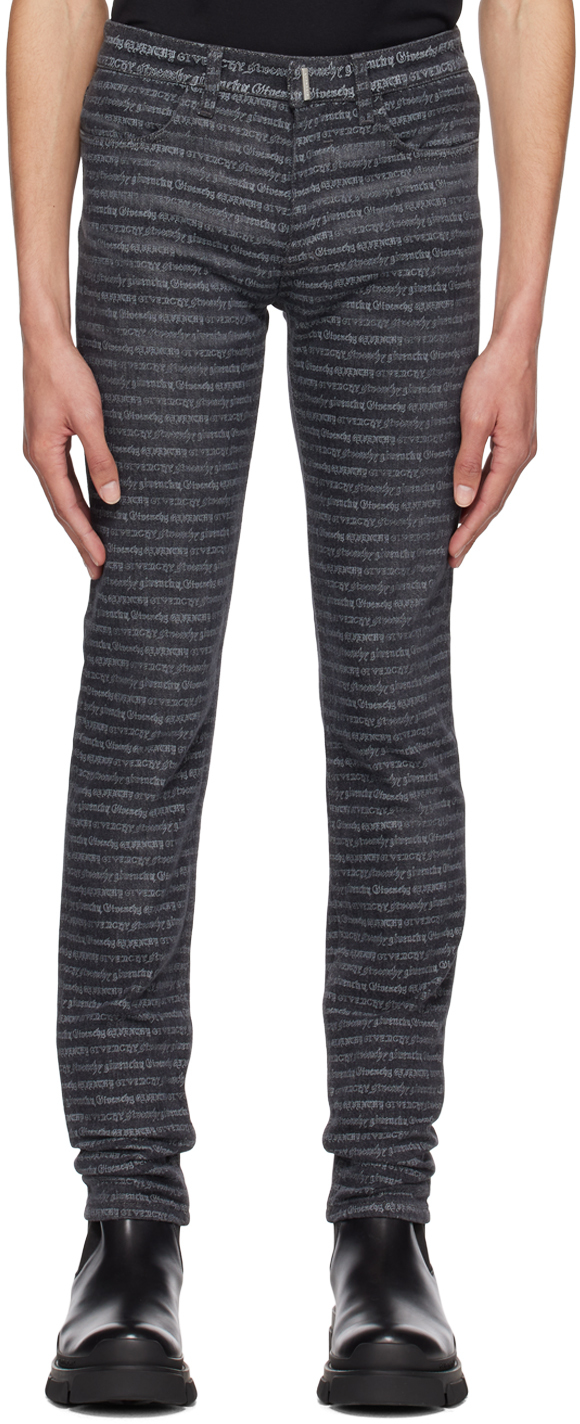 Givenchy Black Print Jeans In 021 Dark Grey