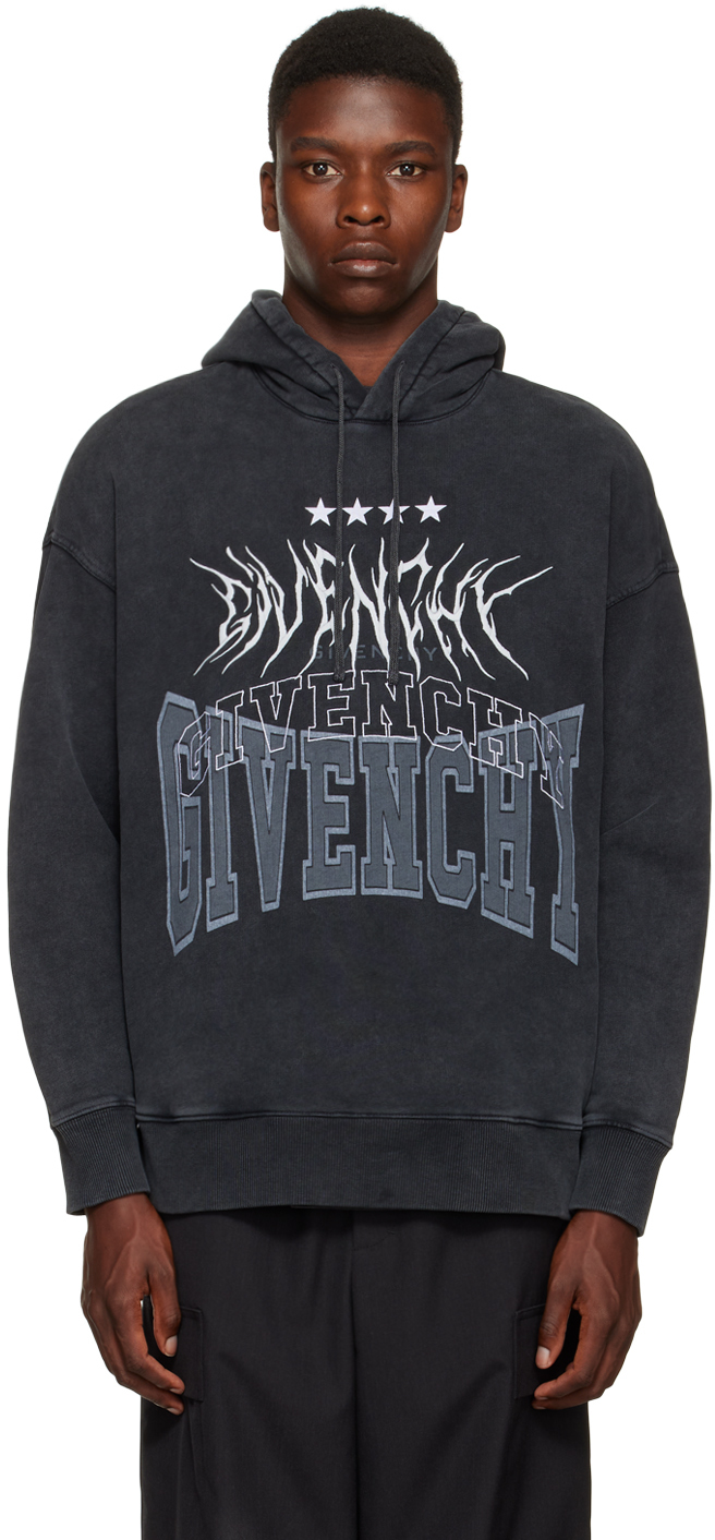 Givenchy: Gray Embroidered Hoodie | SSENSE