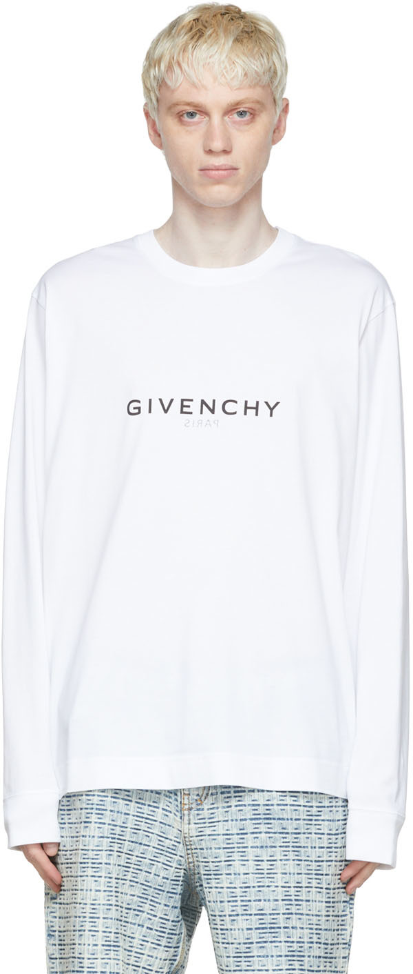 Givenchy: White Cotton Long Sleeve T-Shirt | SSENSE