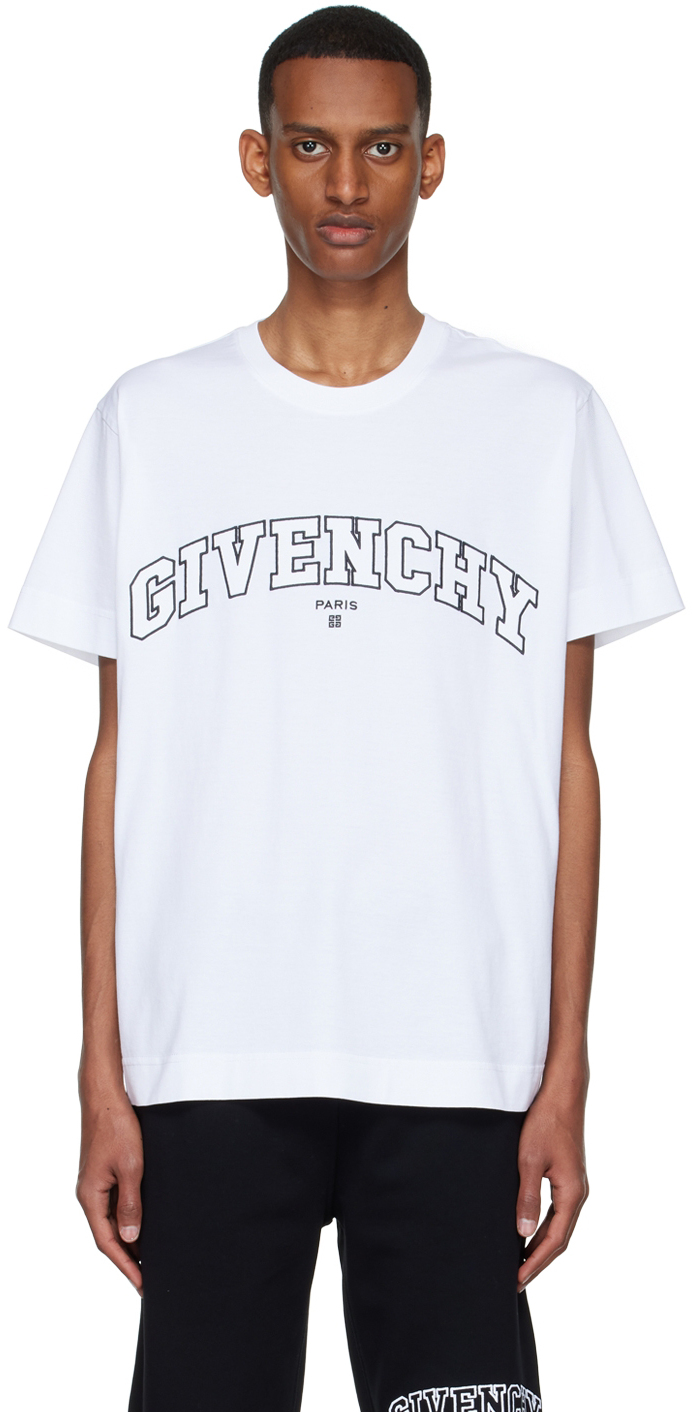 Shop Givenchy White Cotton T-shirt In 116 White/black