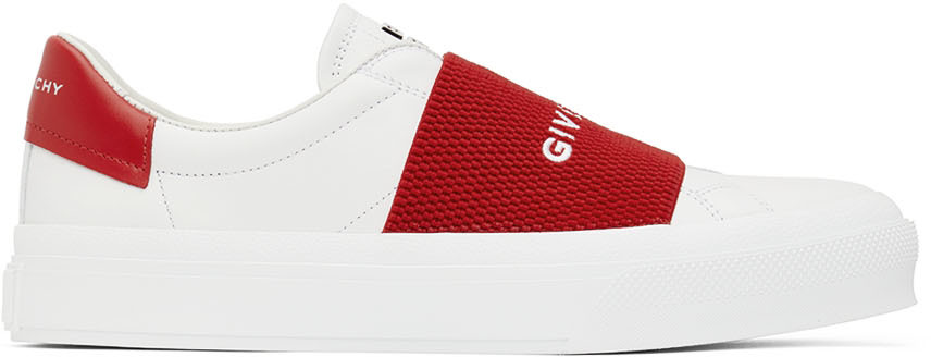 Givenchy White & Red City Sport Low-Top Sneakers