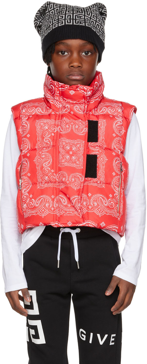 Shop Givenchy Kids Red Down Bandana Vest In 991 Bright Red