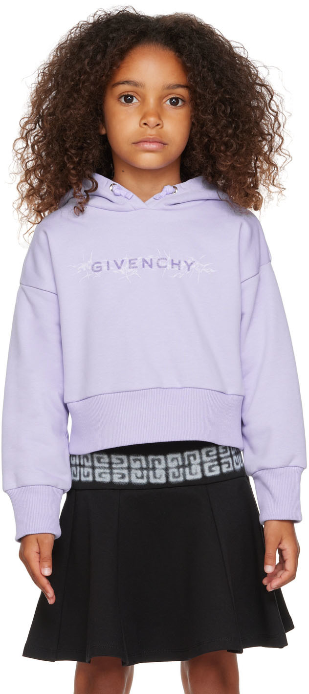 Shop Givenchy Kids Purple Flocked Hoodie In 925 Lilac