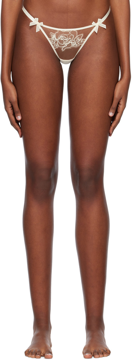 Agent Provocateur Off-white Lindie Thong In 111692 Sand/ivory