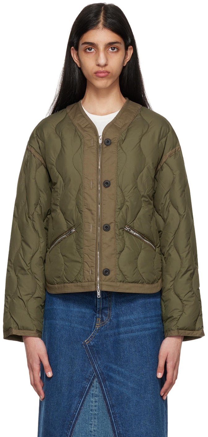 Khaki Quilted Puffer Jacket
