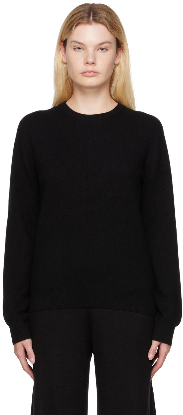 Frenckenberger Black Mini R-neck Sweater In 5 Black