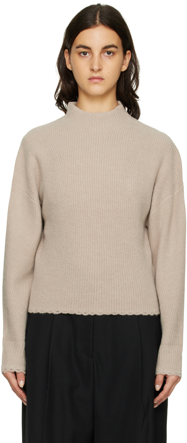 Taupe Scalloped Turtleneck