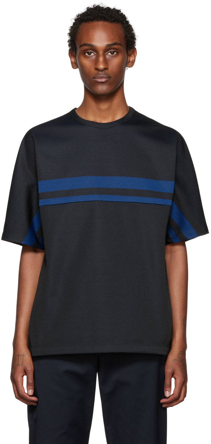 3.1 Phillip Lim Black Stripe Ponte T-Shirt