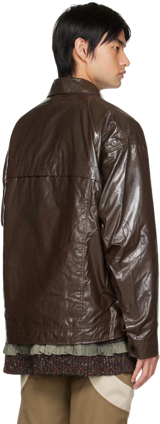 A. A. Spectrum Brown Lilex Light Faux-leather Jacket In Ebony