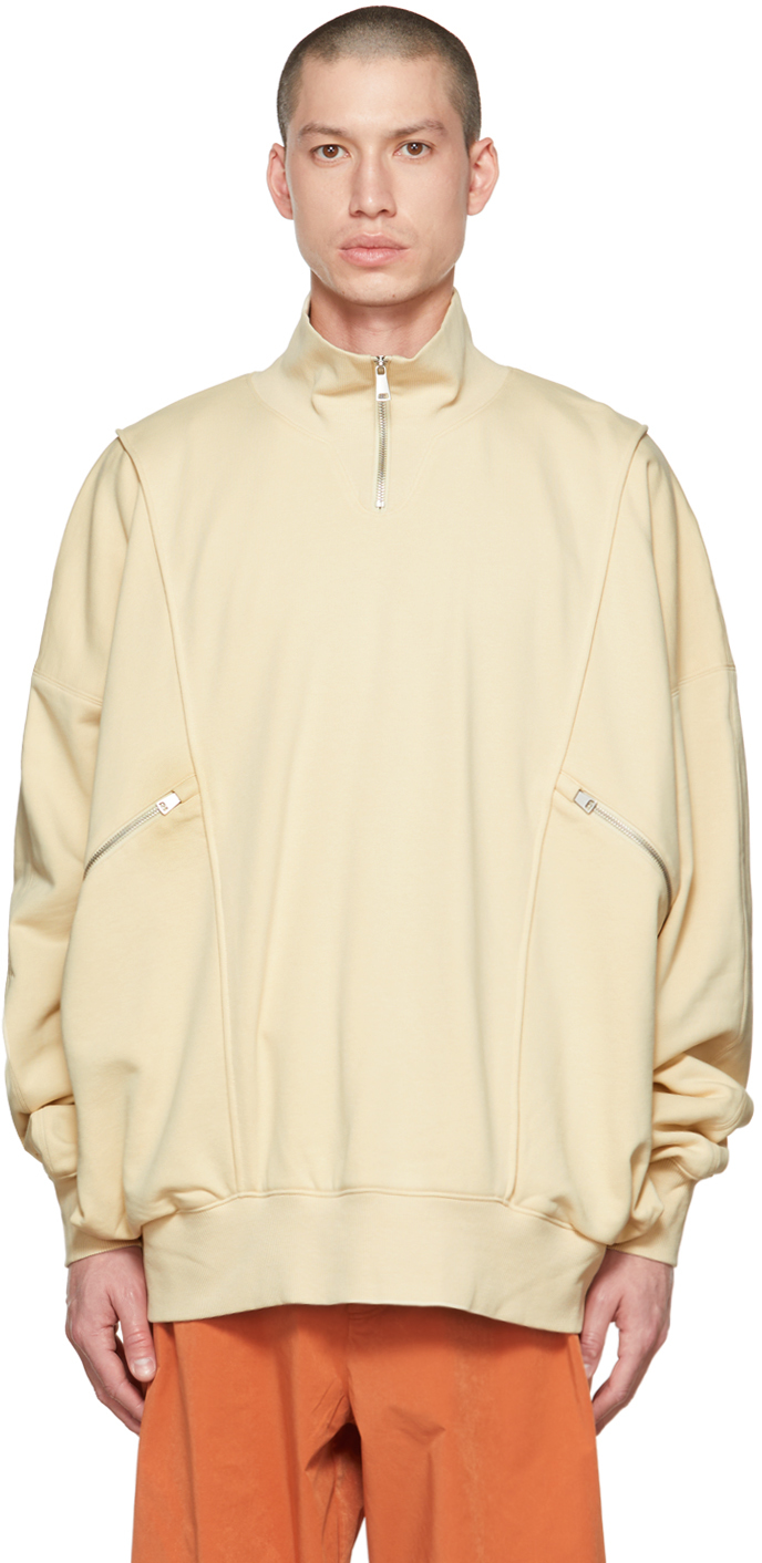 A. A. Spectrum Beige Rossbert Half-Zip Sweatshirt