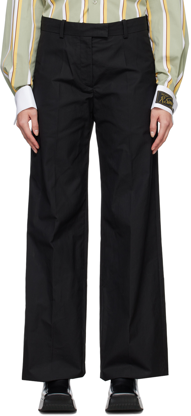 RAF 22SS SIMONS Double Waist Leather Brand Wide Leg Straight Cargo Pants  Black High Street Versatile Casual Pants