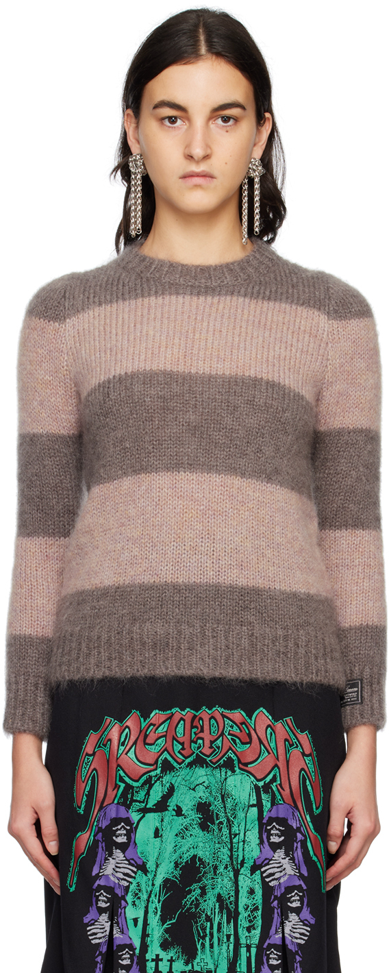 Taupe & Pink Stripe Sweater by Raf Simons on Sale